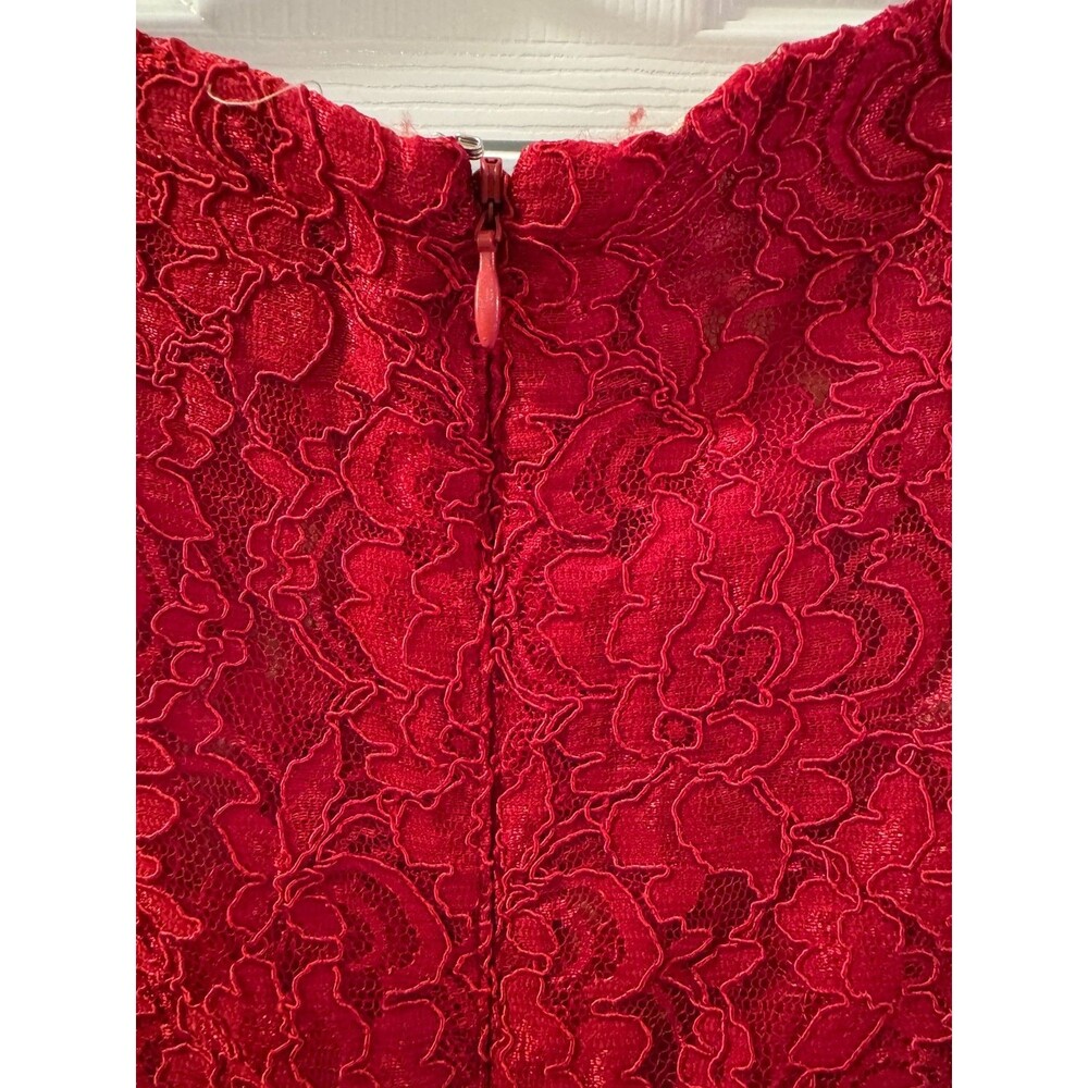 Lauren Ralph Lauren Evening Dress Red Lace Maxi Sz 14 Sleeveless Wedding Guest - Picture 7 of 15